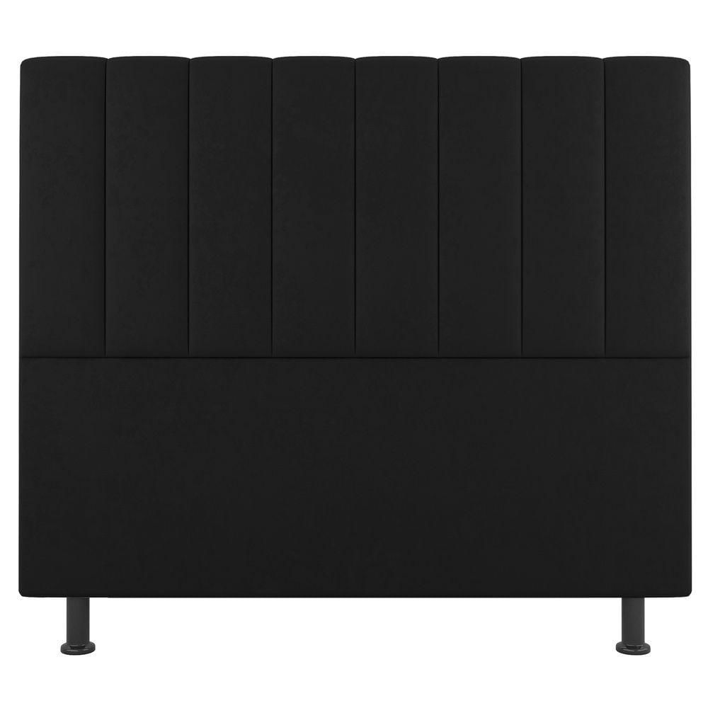 Miniatura Kit Cabeceira E Baú Cama Box Queen 160Cm Sintético Preto