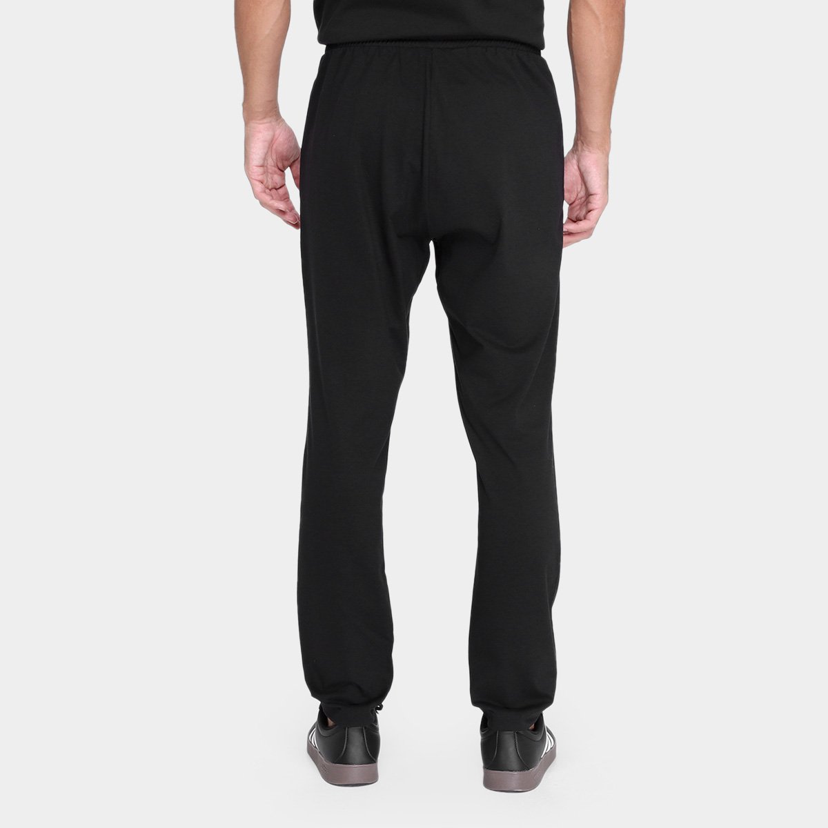 Miniatura Calça Adidas Logo Single Jersey Masculina Preto+Branco - G