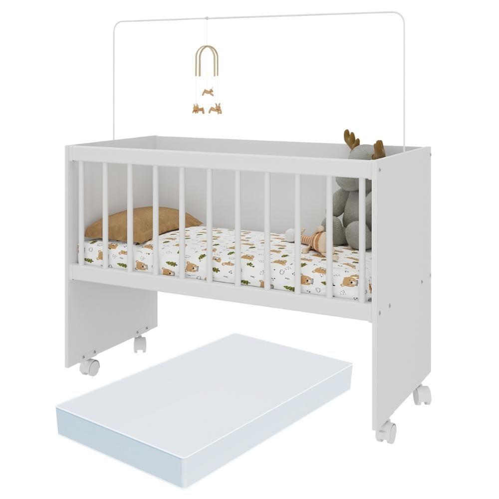Miniatura Mini Berço Moisés Com Colchão Incluso E Rodízios Multimóveis Mp4381c Branco