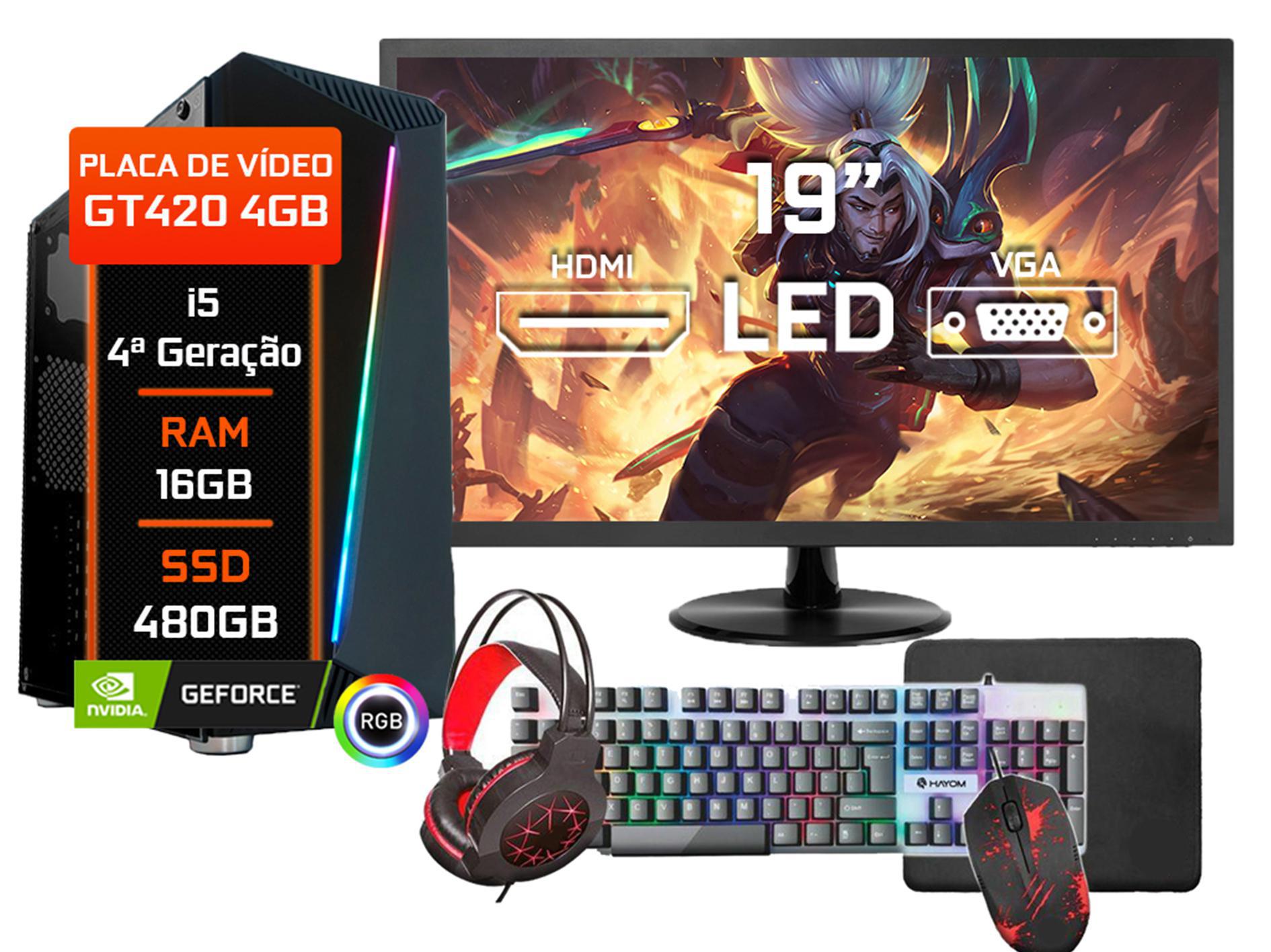 Pc Gamer Completo Intel I5 4 16Gb Gt420 4Gb Ssd 480Gb 500W Homologação: 158542114373