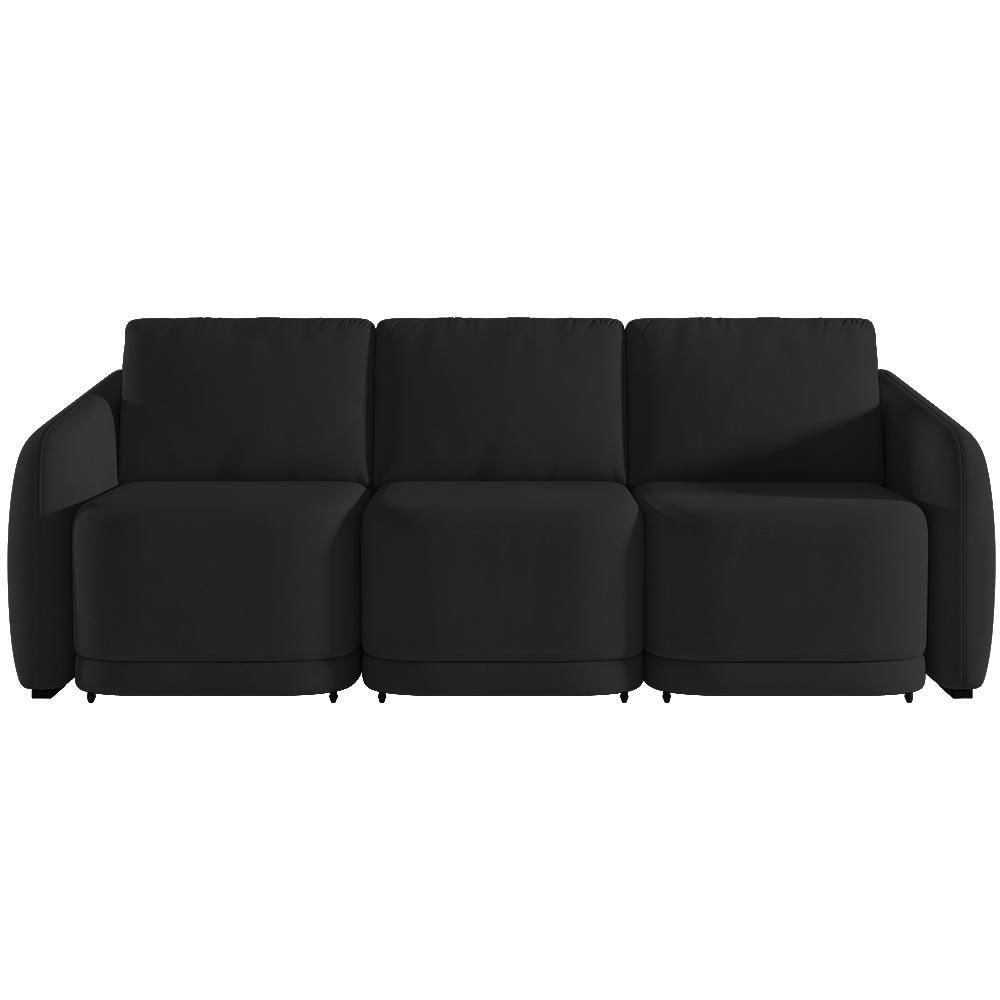 Sofá Cama Casal Para Sala 276cm Polska K04 Veludo Preto - Mpozenato
