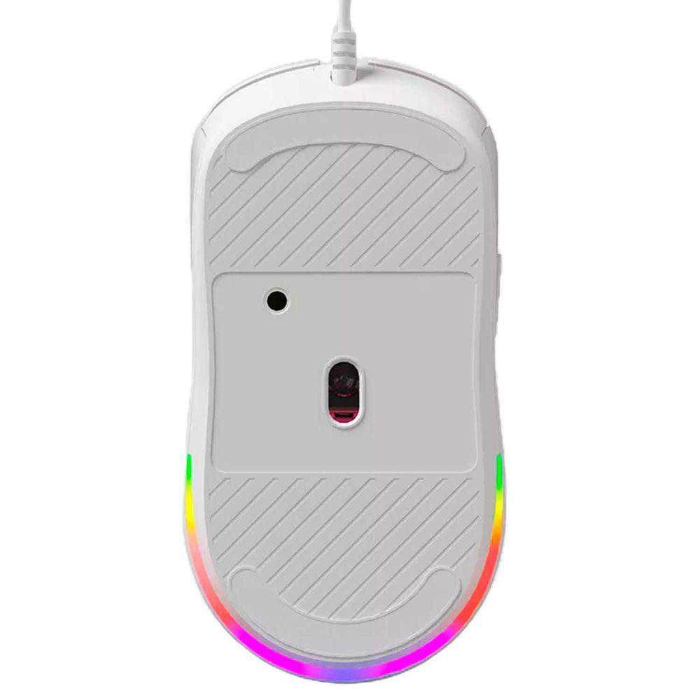 Miniatura Mouse Gamer Programável Evolut Flyn Eg116, Usb, 7200dpi, Rgb, Acabamento Emborrachado, Cabo 1,5 Metros - Branco