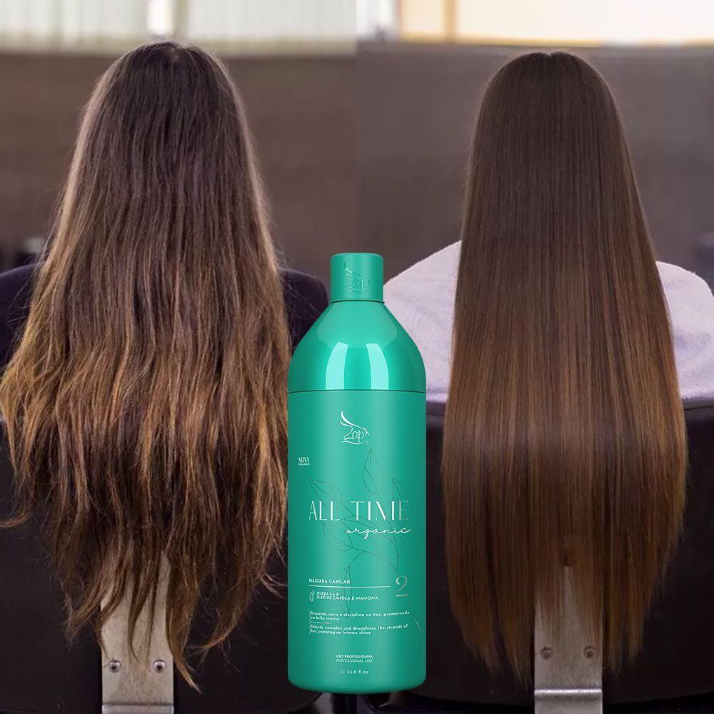 Zap All Time Organic Combo 4 Escovas Progressivas E 4 Shampoos 1 Litro - Verde