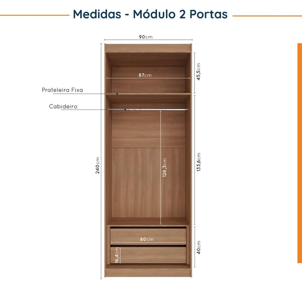 Guarda Roupa Modulado Canto 5 Portas 3 Peças Hera CabeCasa MadeiraMadeira Louro