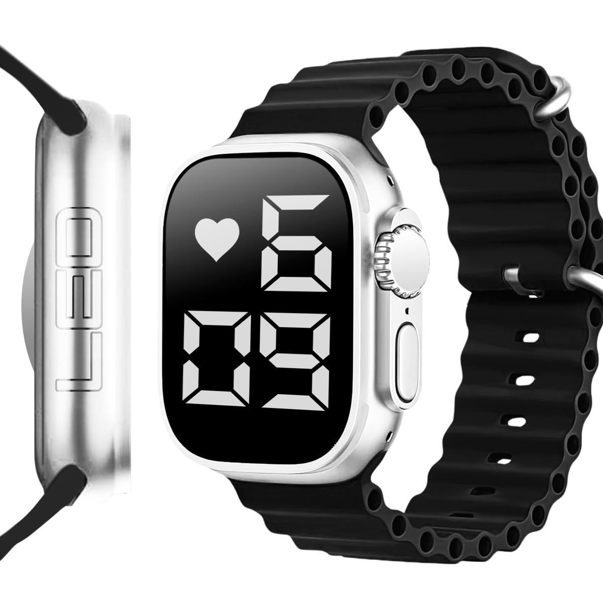 Miniatura Relógio Feminino Orizom LED Ultra Prata | Pulseira Silicone | Caixa Premium