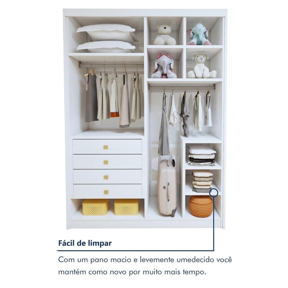 Quarto Infantil Completo Closet Eloá e Cama Irlanda Branco