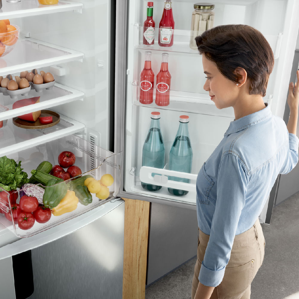 Geladeira Consul Frost Free Duplex 397 litros Evox com freezer embaixo - CRE44BK 110V