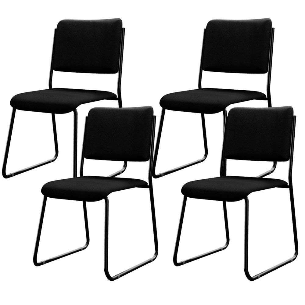 Miniatura Kit 04 Cadeiras Hoteleira Auditório Empilhável Inter L02 Crepe Preto - Lyam Decor