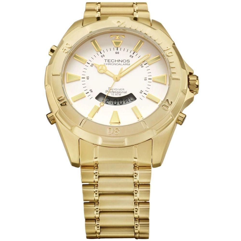 Miniatura Relógio Technos Masculino Skydiver Sport Dourado Wt205Fl/4B Resistente à água - Amarelo - Relógio - Masculino - Technos - Aço inox