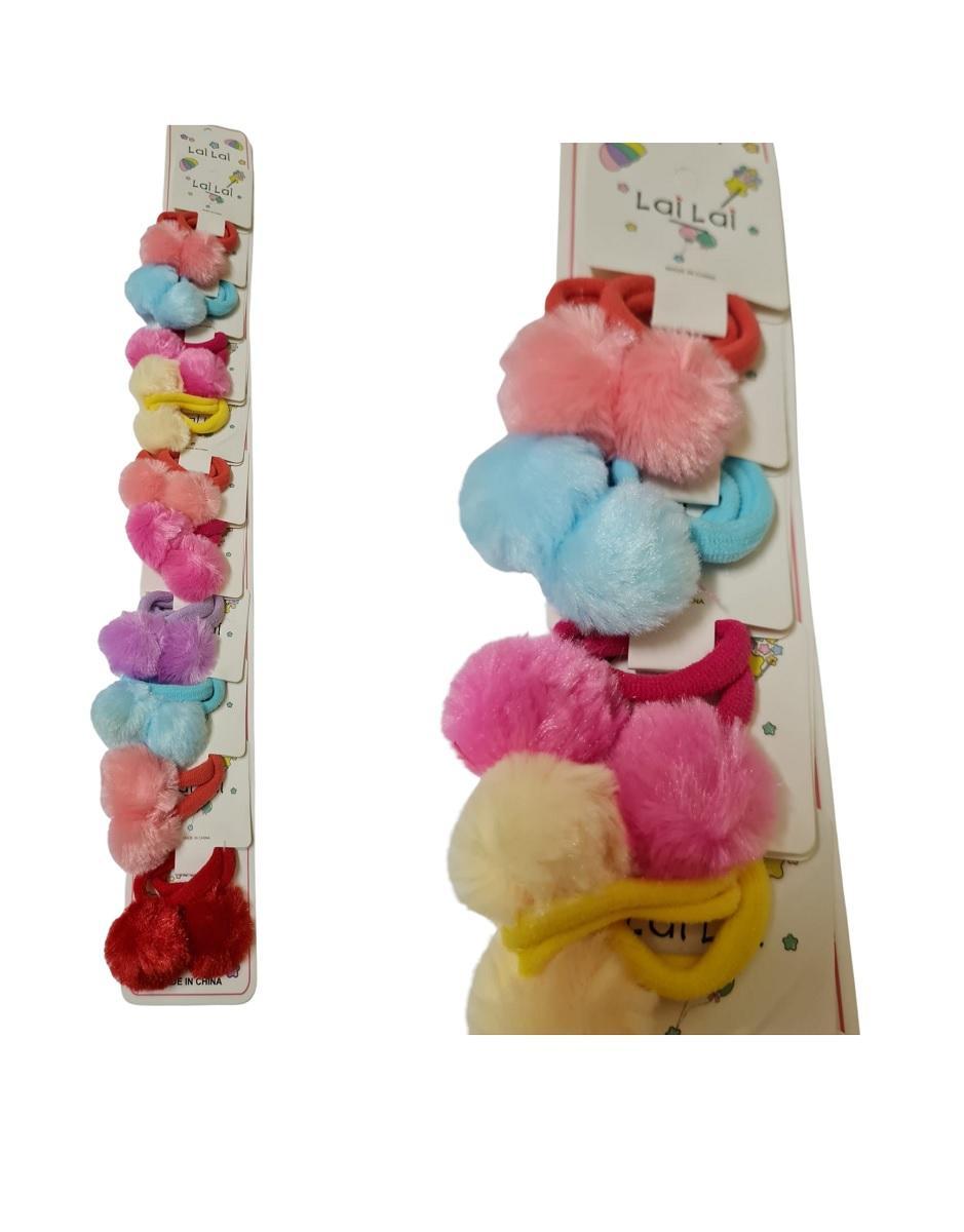 Miniatura Kit 60 Elásticos Xuxinha De Cabelo Com Pompom Colorido