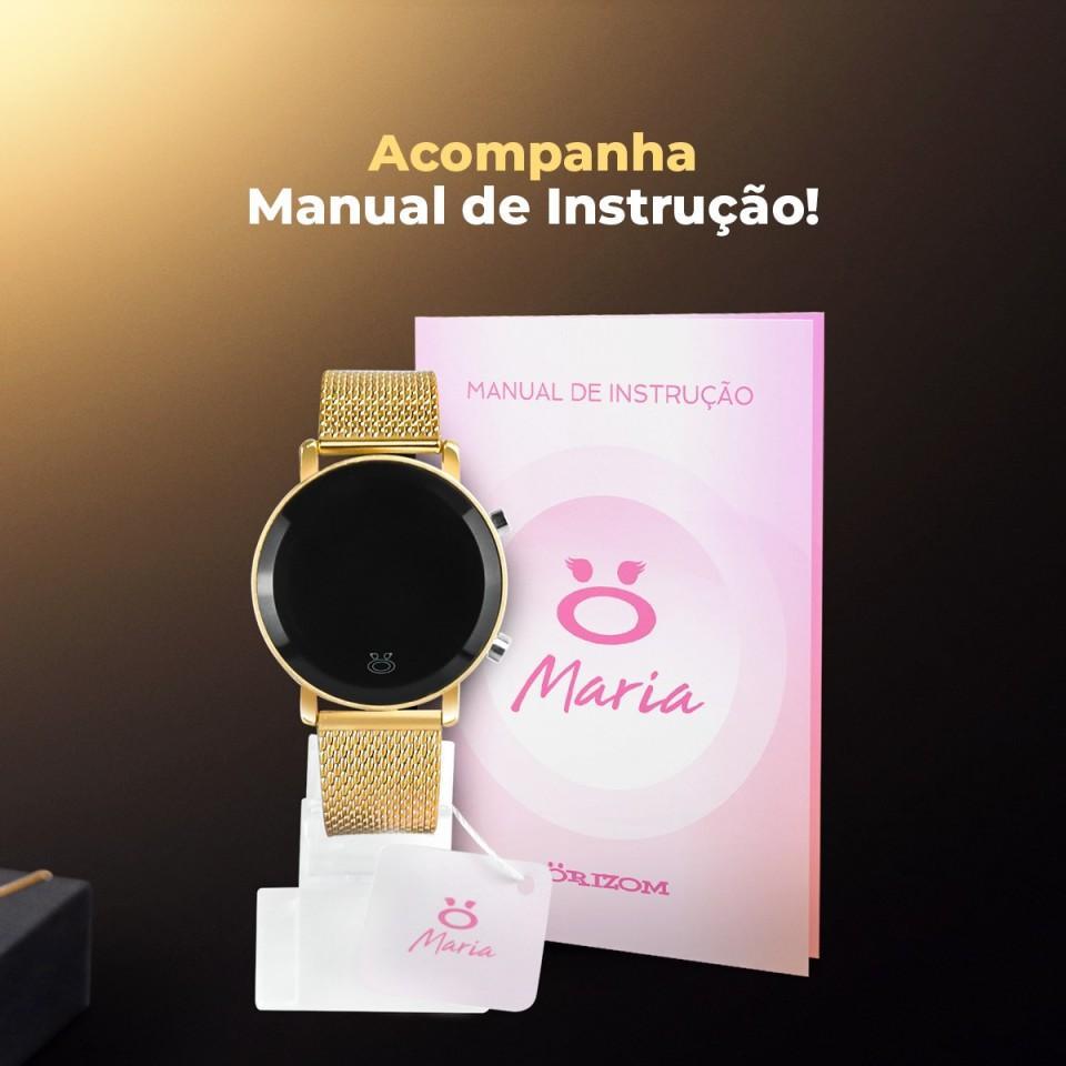 Miniatura Relógio Feminino Dourado Silicone Digital LED Orizom Maria