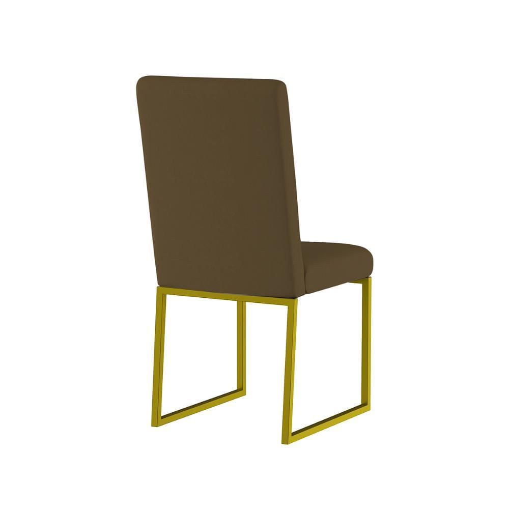 Miniatura Kit 6 Cadeiras De Jantar Base Ferro Dourado Cor:Marrom