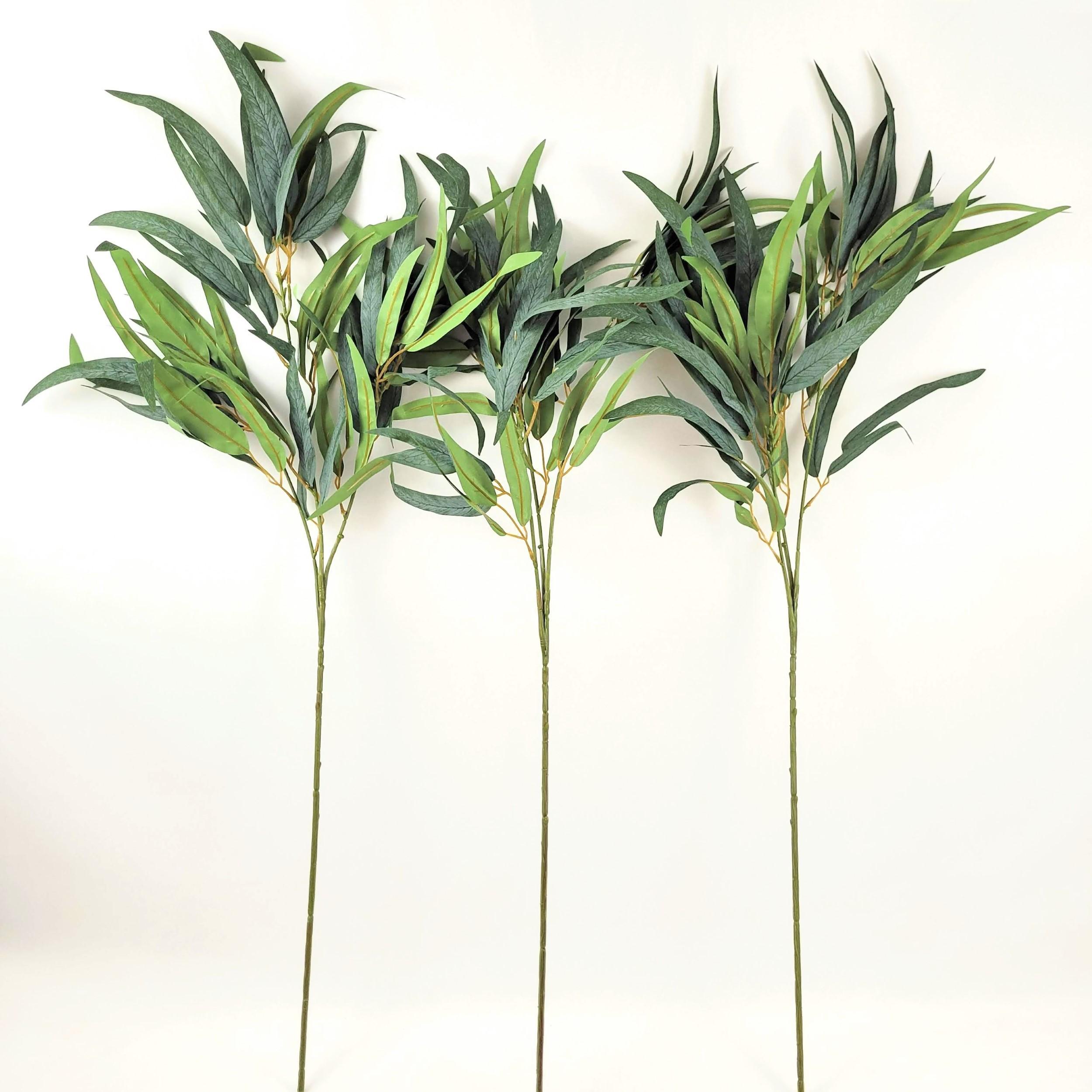 Miniatura Planta Artificial Eucalipto Folha Fina 95X20Cm Haste Kit 3Pc
