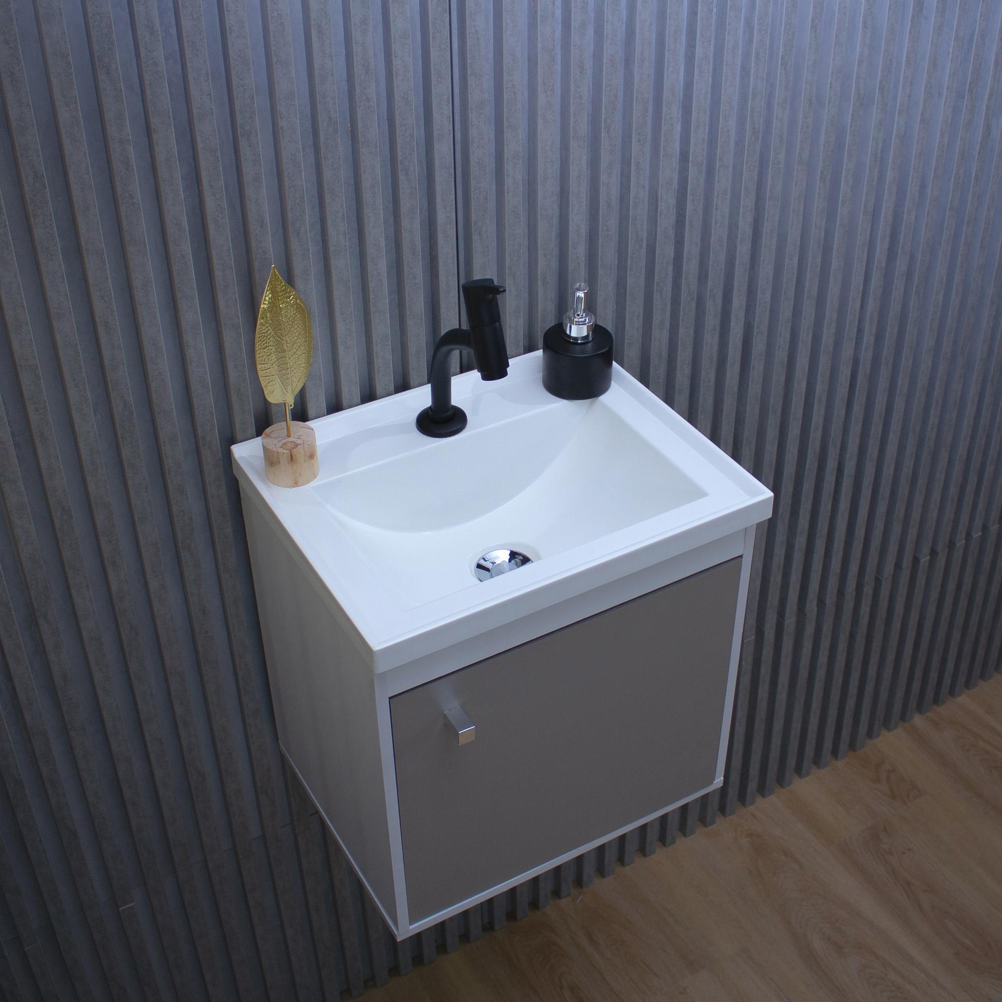 Miniatura Kit Gabinete Banheiro Em Mdf Espelheira - Veneto Gianduia