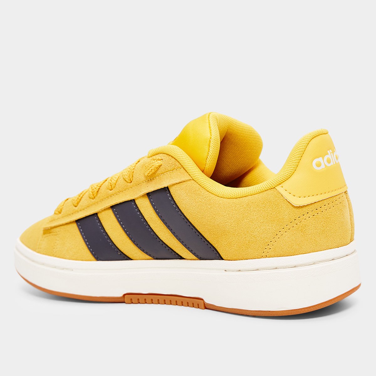 Miniatura Tênis Couro Adidas Grand Court Alpha Masculino Amarelo+Cinza - 34