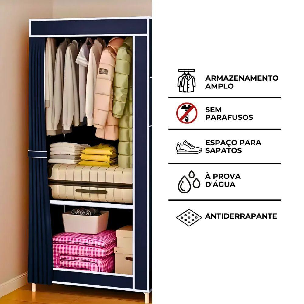 Guarda Roupa Closet Dobrável Organizador Com Capa De Tecido