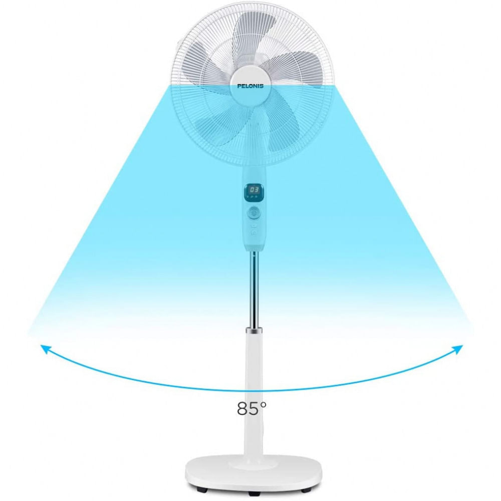 Miniatura PELONIS PFS40D8AWW Silent Turbo Standing Adjustable Fan Powerful Quiet Speed 12 Hour OnOff Timer 3 Modes with Remote Control 16 inch 16inch DC Motor Pedestal 2020 New Model
