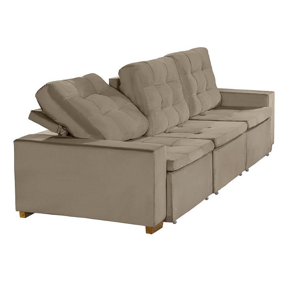 Miniatura Sofá Modular 6 Lugares Retrátil E Reclinável 3.05M Bege