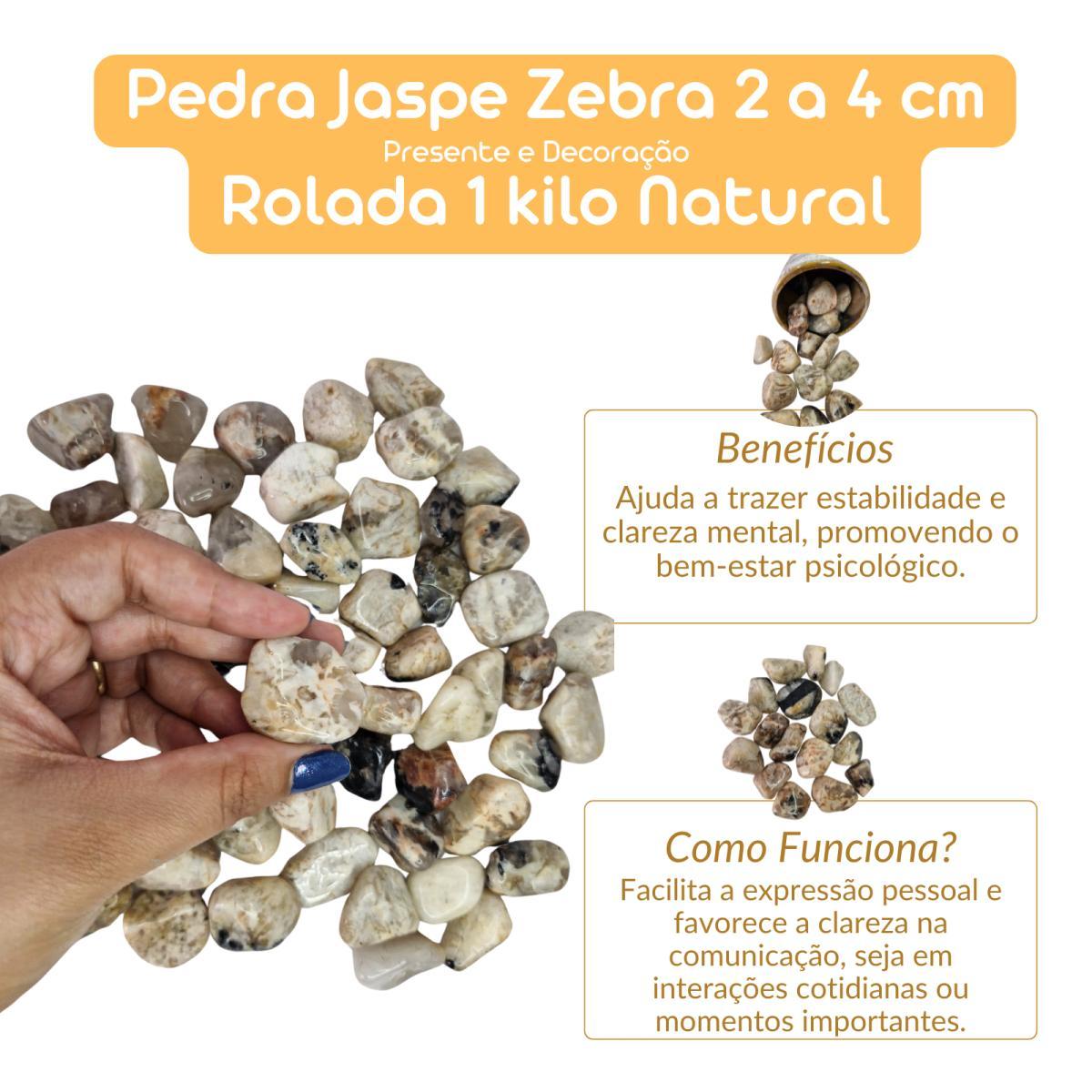 Miniatura Pedra Jaspe Zebra 2 A 4 Cm Rolada 1 Kilo Natural
