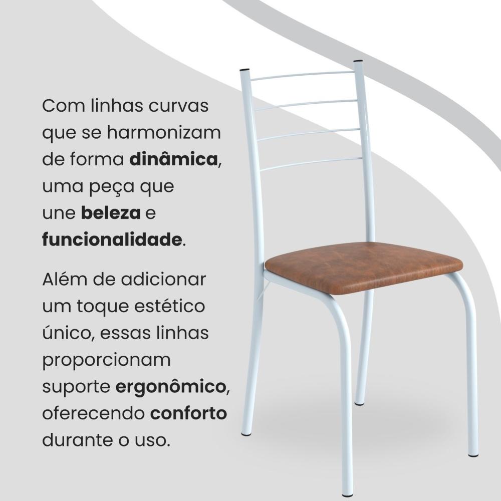 Conjunto Sala de Jantar Mesa Quadrada 70x70cm Tampo Ardósia Indiana 4 Cadeiras Rio C. Marrom / Branco