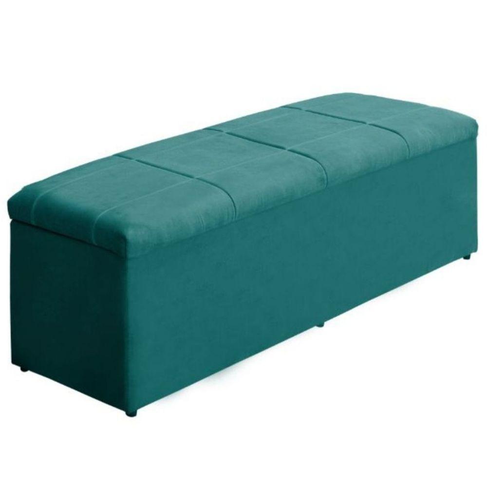 Miniatura Calçadeira Baú Recamier Casal 138 Cm Raissa Suede Azul