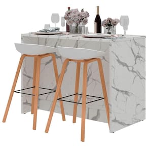 Miniatura Bancada Bartira Gourmet com 1 Porta, 4 Gavetas e 1 Prateleira - 126cm de largura Branco e Thassos