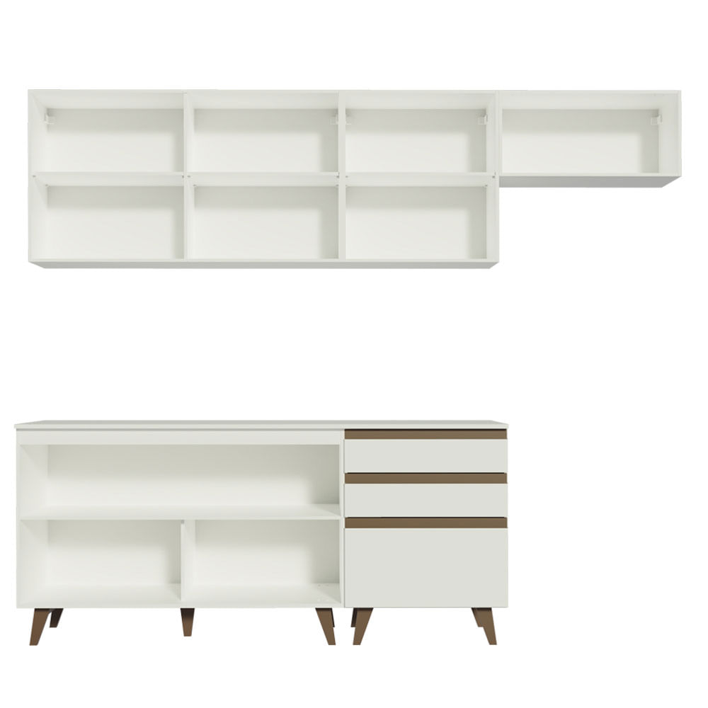 Cozinha Completa Madesa Reims 250002 com Armário e Balcão Branco Cor:Branco