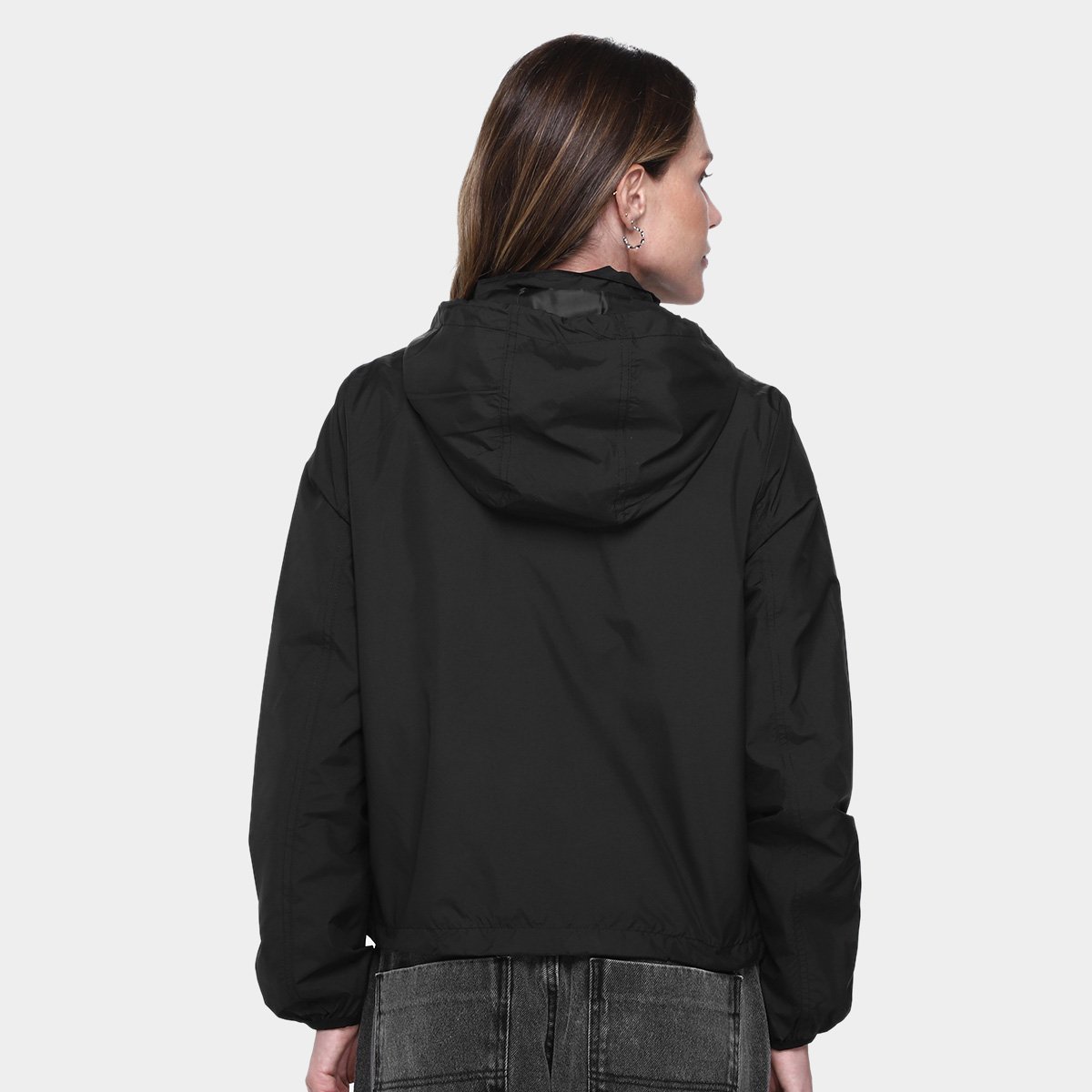 Miniatura Jaqueta Corta Vento com Capuz Facinelli Cargo Feminina Preto - G