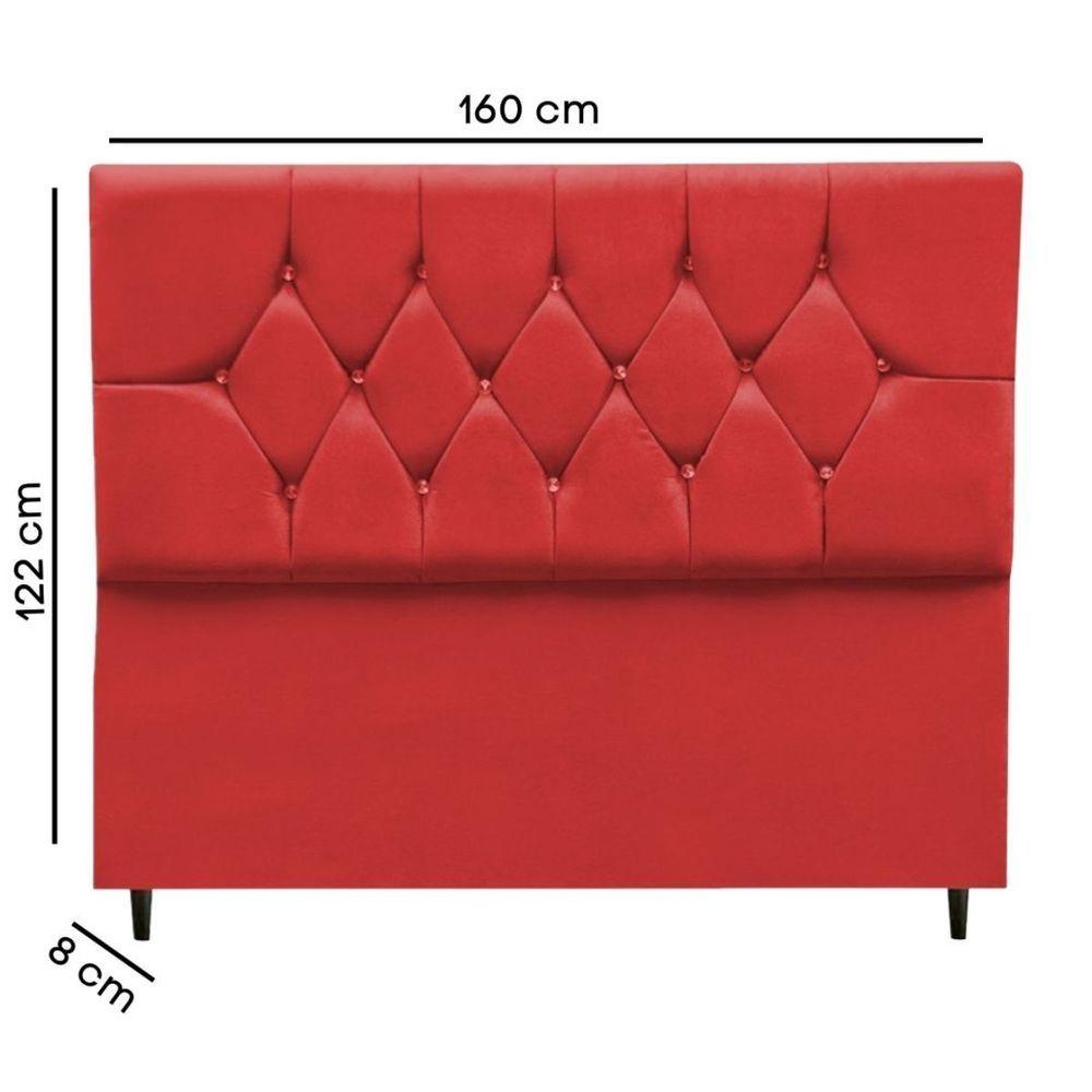 Miniatura Cabeceira Cama Box Casal Queen 160 Cm Geovana Suede Vermelho