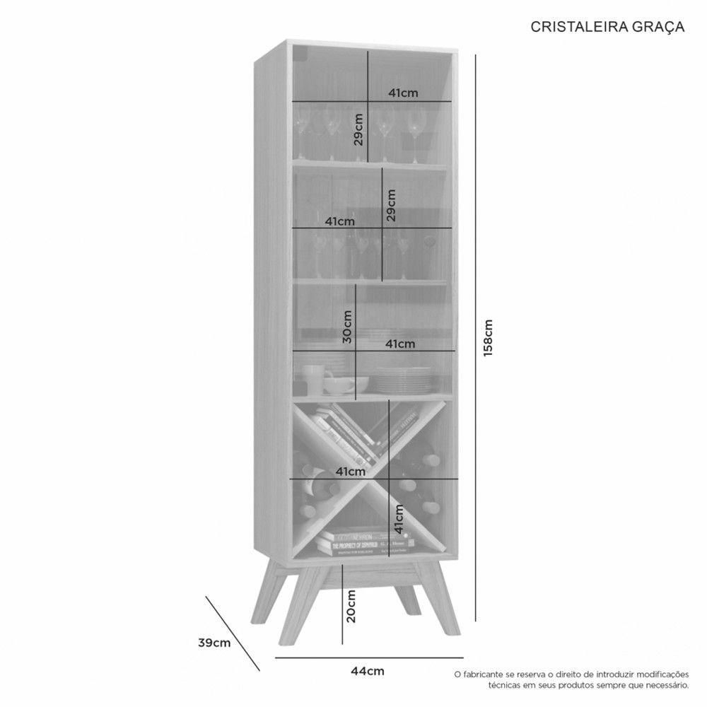 Miniatura Cristaleira Graça Candian Jcm Movelaria Off White Com Cinamomo
