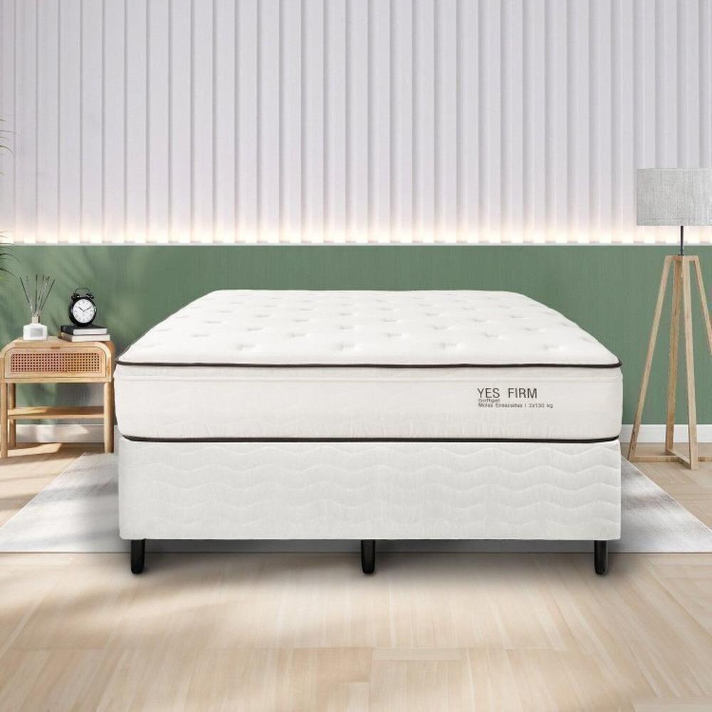 Miniatura Cama Box Casal YesCasa Firm 138x188x31cm Yescasa Bege/Branco