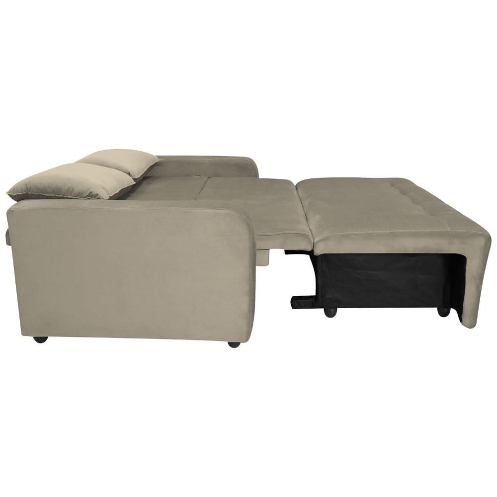 Miniatura Sofá Cama Veludo 2 Lugares Amora New Capuccino