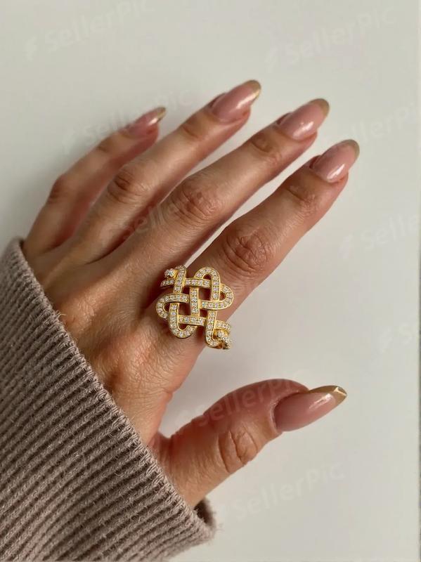 Miniatura Anel Infinito Com Pedras De Zirconias Folheado A Ouro