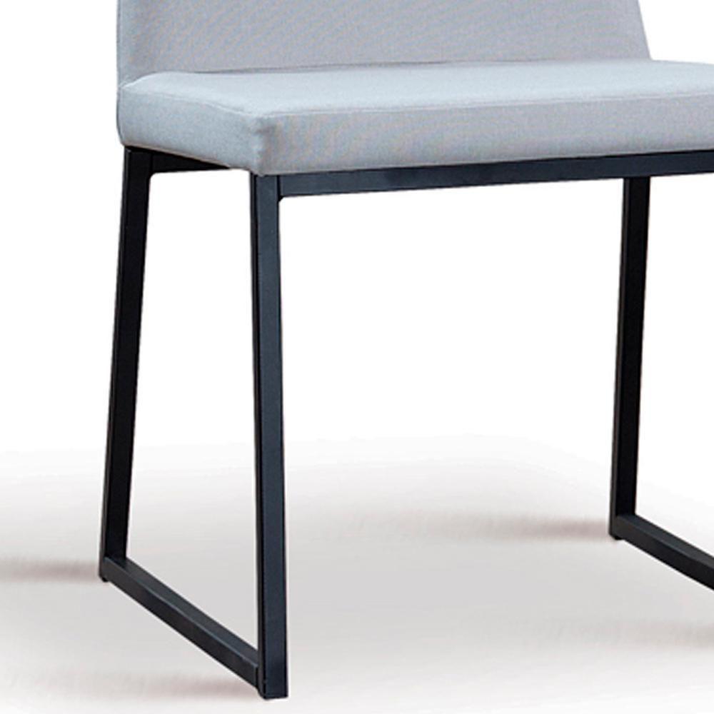 Miniatura Cadeira Estofada Base Aço Preto F37 Linho Gelo Dmobiliario Gelo