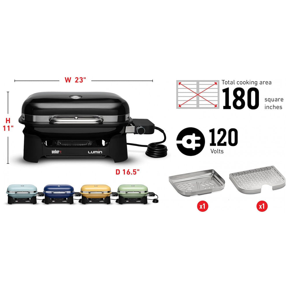 Miniatura Churrasqueira Elétrica Portátil Externa sem Suporte, 110V, Weber Lumin, Azul Claro