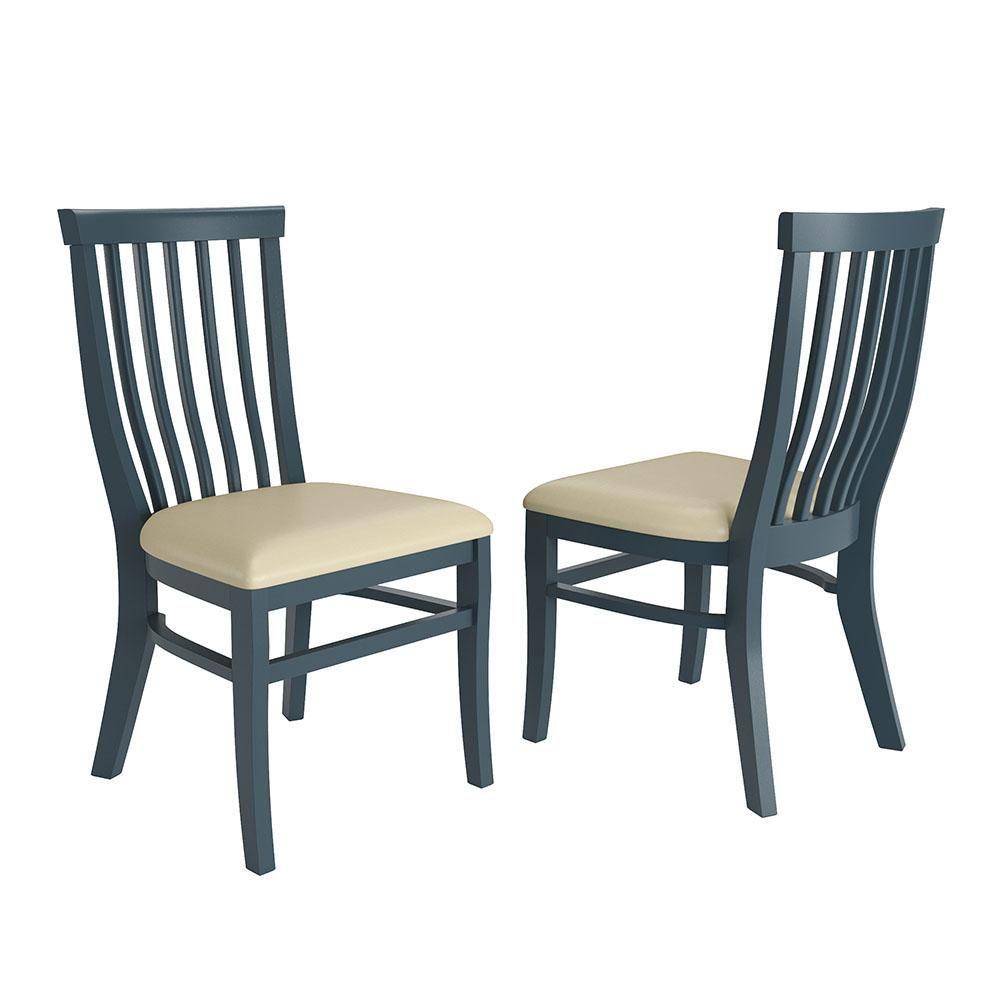 Miniatura Conjunto De 2 Cadeiras De Madeira Maciça Barcelona Azul Petróleo