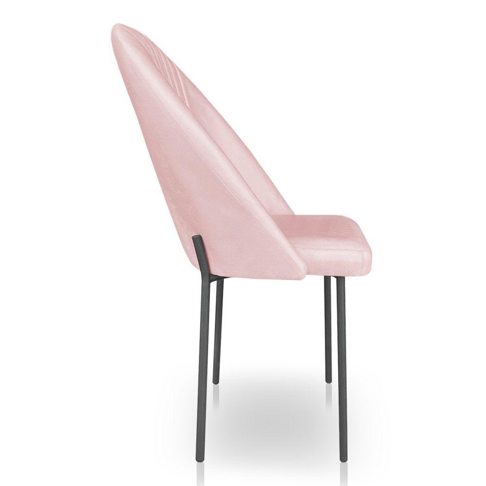 Miniatura Cadeira De Jantar Virginia Sued Rosa Bebê Pés De Ferro Preto Dclasse Decor