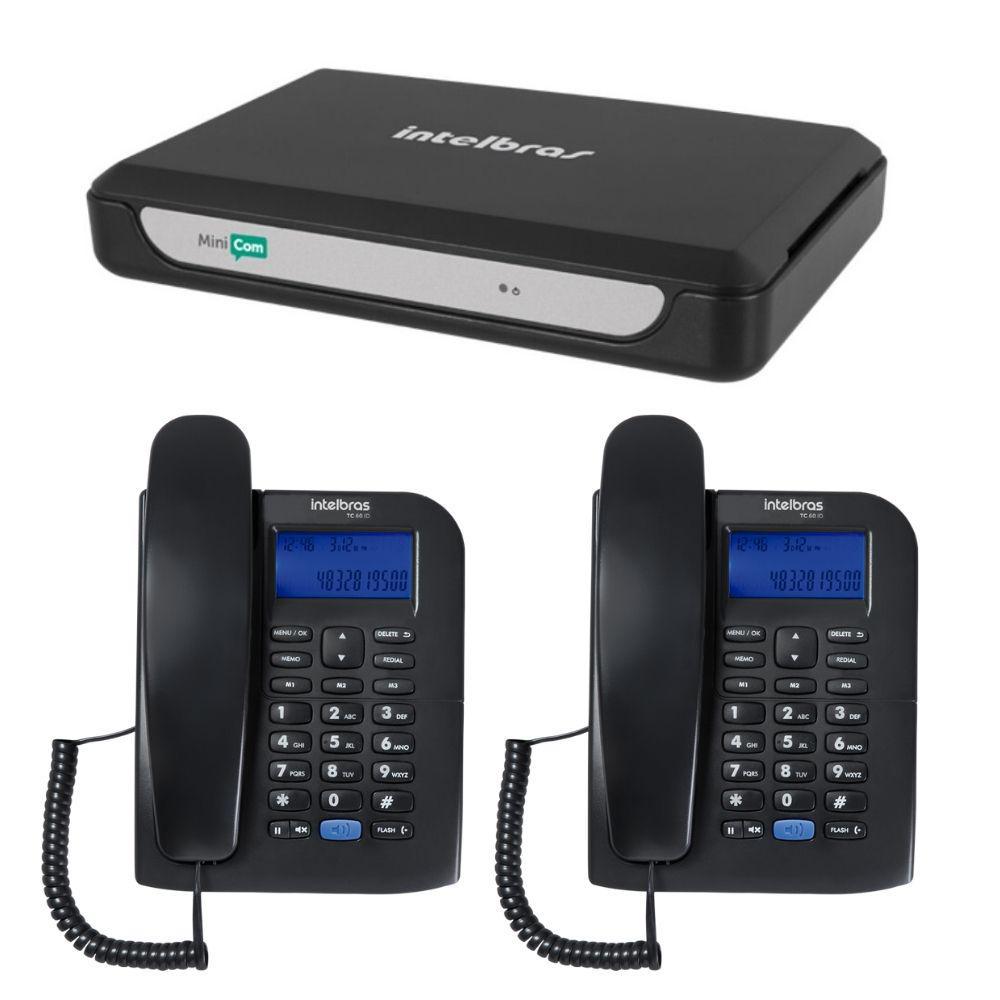 Miniatura Kit Comunicação Telefônica Minicom Com 2 Tc 60 Id Intelbras