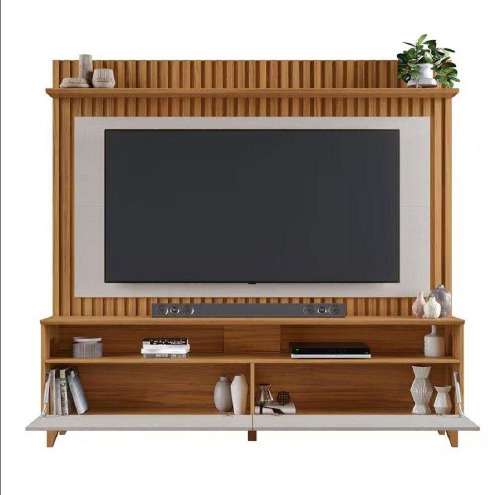 Miniatura Home Nt1340 183cm Em Ripado Para Tv Até 65 Polegadas Notável Freijó E Off White Tx