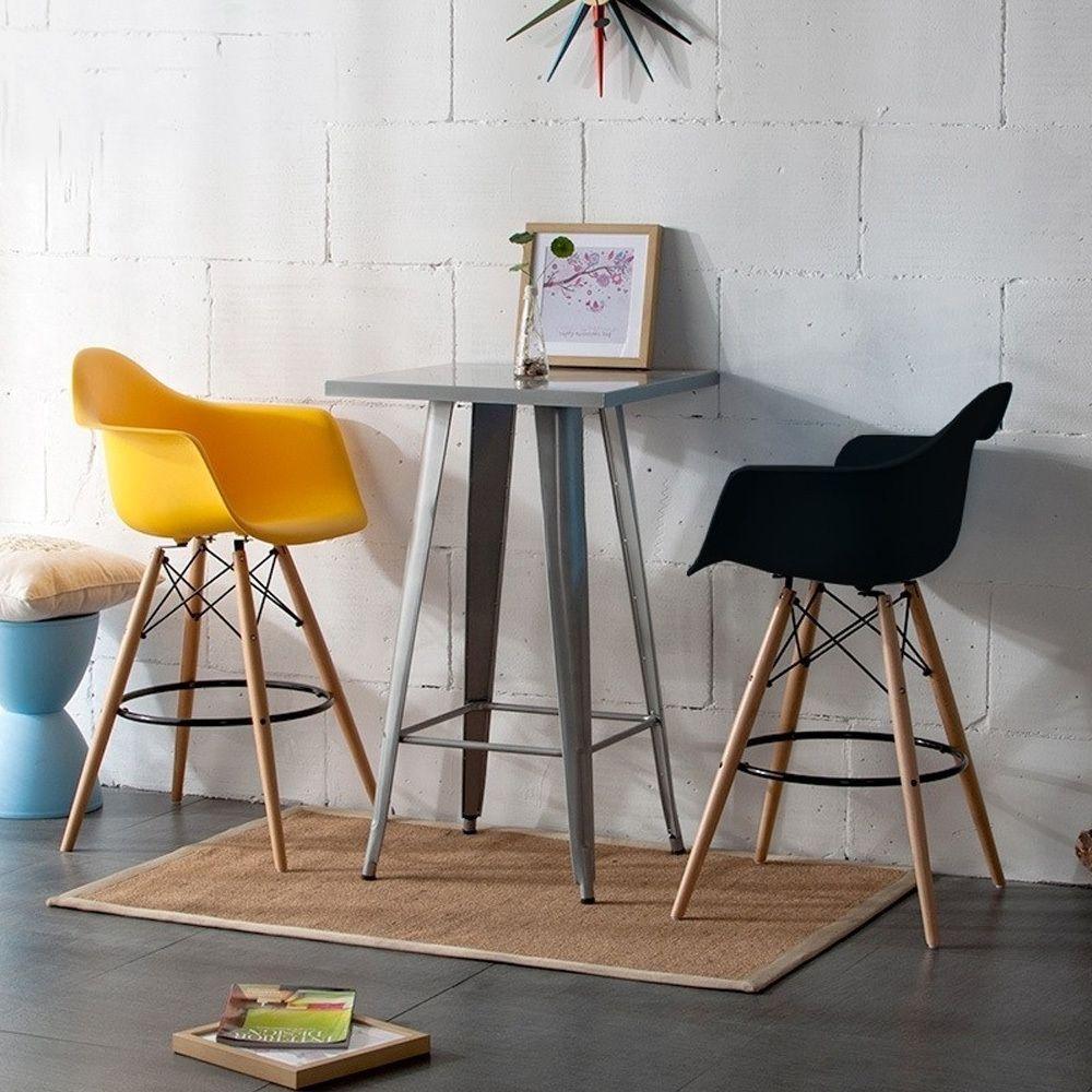 Miniatura Banqueta Eames Com Braço Amarela