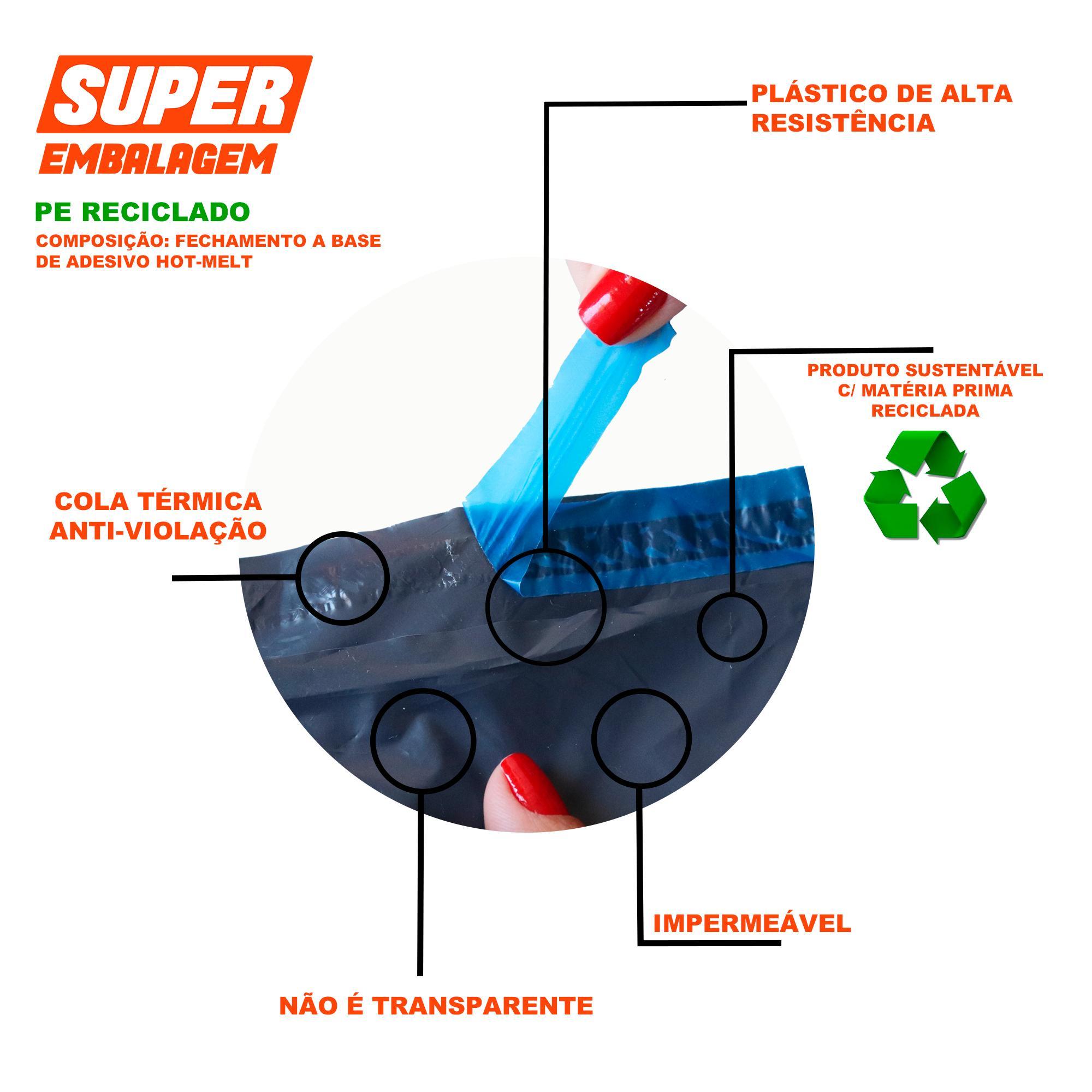 Miniatura 50 Un Envelope Segurança Saco Plástico Lacre Cinza 50X50