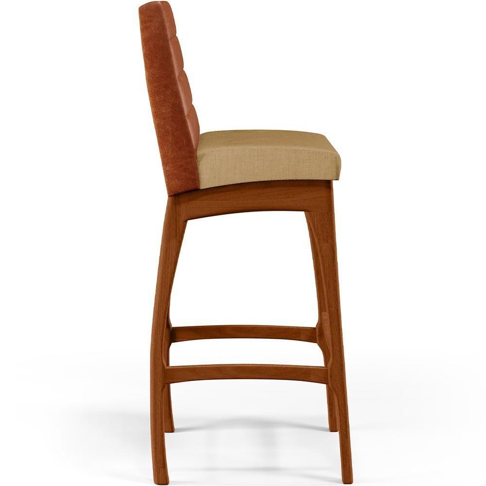 Miniatura Kit 03 Banquetas Altas Mila Camel Linho Bege Escuro