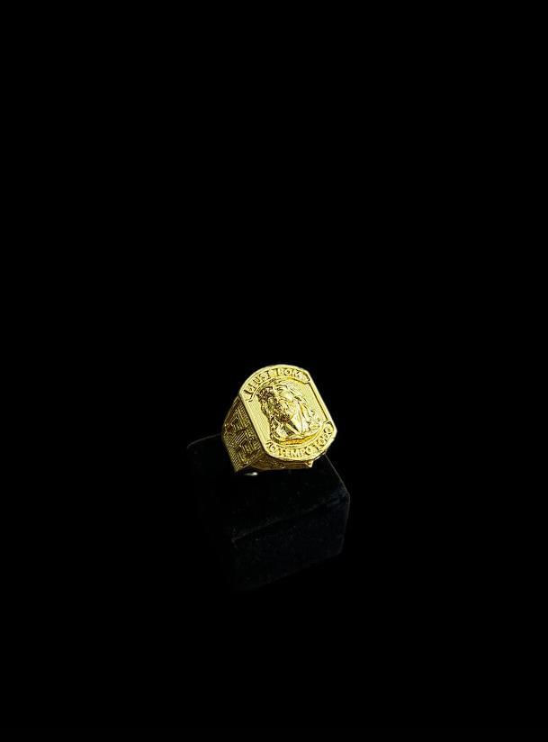 Miniatura Anel 3D Jesus Cristo - Banhado A Ouro 18K