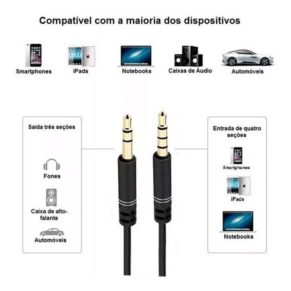 Miniatura 2 X Cabos Auxiliar Áudio P2 Resistente Stereo Para Caixa De Som