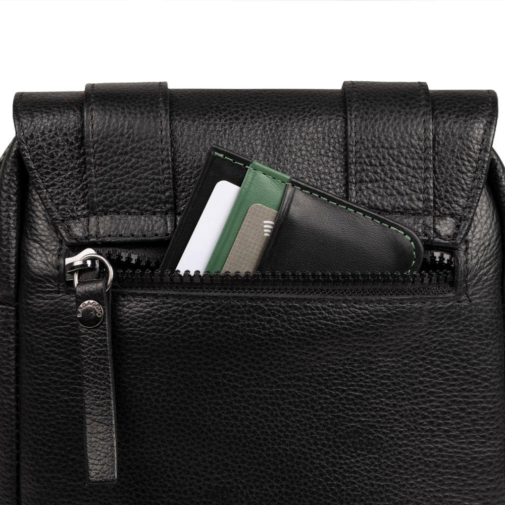 Shoulder Bag Masculina de Couro Leme Preta Preto