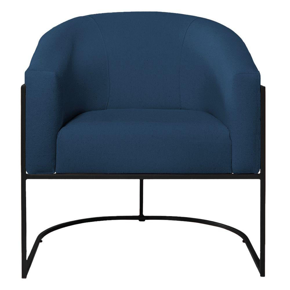 Miniatura Poltrona Decorativa Luiza Base De Ferro Preto Suede - Doce Sonho Móveis Azul Marinho