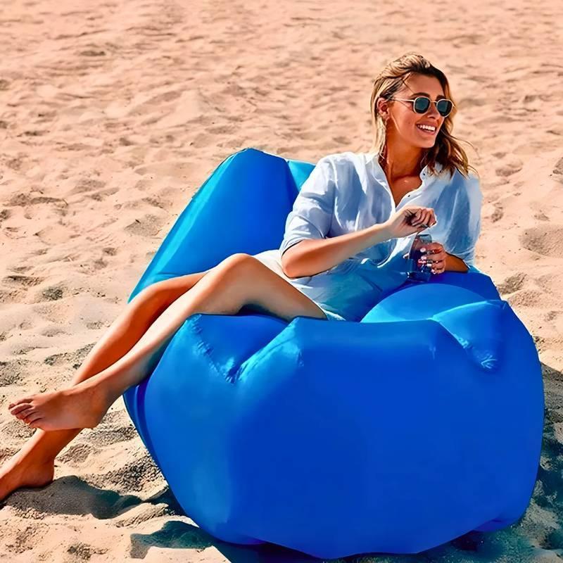Miniatura Sofá Azul Inflável Puff Portátil Para Praia Jardim E Camping