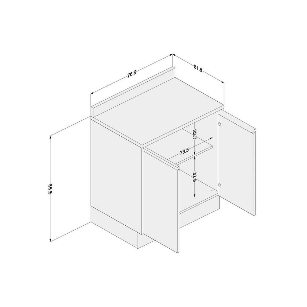 Miniatura Balcão De Cozinha Modulado Campanele Com 2 Portas 76cm Castanho Cinza Politorno