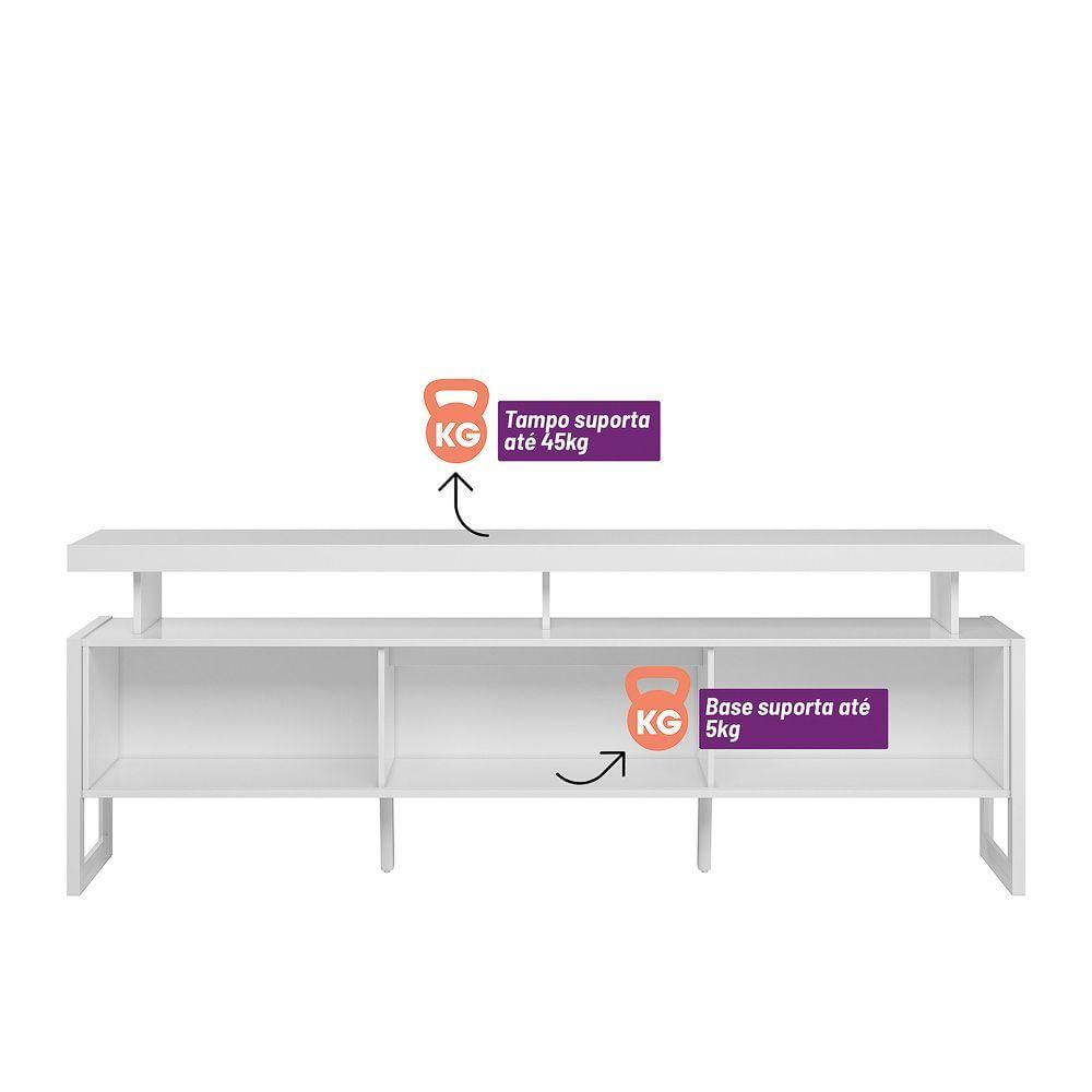 Miniatura Rack Para Salar Estar Tv 70 Pol 180cm Estocolmo L01 Nature Off White Clique Chique