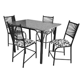 Miniatura Mesa de Jantar Retangular Famais Noruega com 4 Cadeiras – Preta